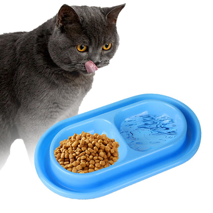 Cat Bowls for Food and Water Easy to Clean Ants Away Outside Pet Double Bow Large Blue.