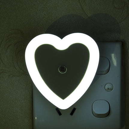 Eguiwyn Night light Heart Shape Plug-in Intelligent Light Sensor Control LED Night Light Lamp For Bedroom Hallway Night Lights White.
