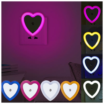 Eguiwyn Night light Heart Shape Plug-in Intelligent Light Sensor Control LED Night Light Lamp For Bedroom Hallway Night Lights White.