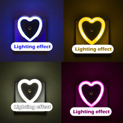 Eguiwyn Night light Heart Shape Plug-in Intelligent Light Sensor Control LED Night Light Lamp For Bedroom Hallway Night Lights White.