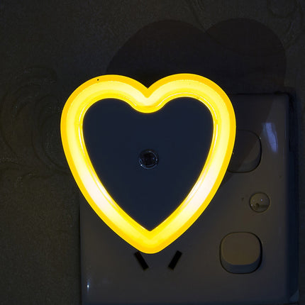 Eguiwyn Night light Heart Shape Plug-in Intelligent Light Sensor Control LED Night Light Lamp For Bedroom Hallway Night Lights White Yellow.