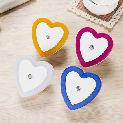 Eguiwyn Night light Heart Shape Plug-in Intelligent Light Sensor Control LED Night Light Lamp For Bedroom Hallway Night Lights White Yellow.