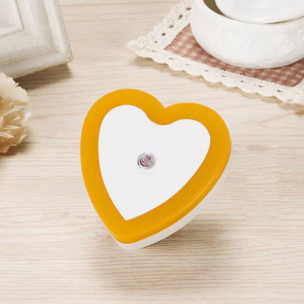 Eguiwyn Night light Heart Shape Plug-in Intelligent Light Sensor Control LED Night Light Lamp For Bedroom Hallway Night Lights White Yellow.