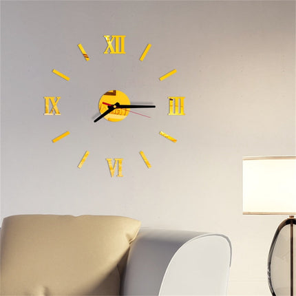 Clearance! JWDX Alarm Clock Clearance 3D Diy Roman Numbers Acrylic Mirror Wall Sticker Clock Home Decor Mural Decals Gold Red,black,Gold,Silver.