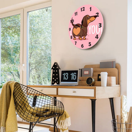 JWDX Wall Clock, Cartoon Wall Clock, Clearance Sausage Dog Wall Clock I Love You Express Clock Home Living Room Decorative Wall Clock Bedroom Wall Clock Pink.