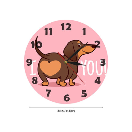 JWDX Wall Clock, Cartoon Wall Clock, Clearance Sausage Dog Wall Clock I Love You Express Clock Home Living Room Decorative Wall Clock Bedroom Wall Clock Pink.