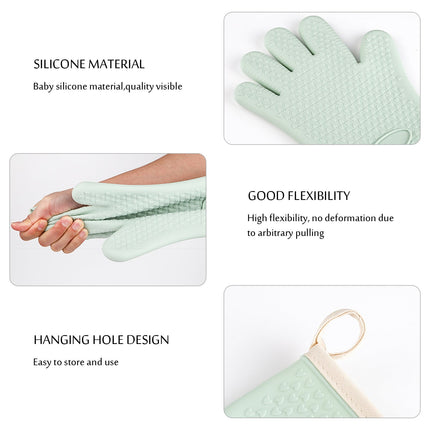 JWDX Silicone Smoker Oven Gloves -Extreme Heat Resistant Bbq Gloves -Handle Hot Food Right on Your Grill Fryer Pit|Waterproof Oven Mitts Z3-Mint Green.