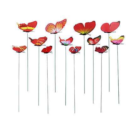 JWDX Decorate, Vase Decoration Clearance, 12Pcs Butterfly Stakes Outdoor Yard Planter Flower Pot Bed Garden Decor Yard Art Red.