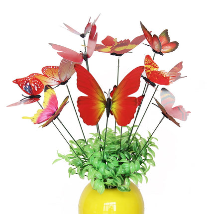 JWDX Decorate, Vase Decoration Clearance, 12Pcs Butterfly Stakes Outdoor Yard Planter Flower Pot Bed Garden Decor Yard Art Red.