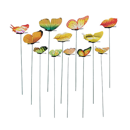 JWDX Decorate, Vase Decoration Clearance, 12Pcs Butterfly Stakes Outdoor Yard Planter Flower Pot Bed Garden Decor Yard Art Red Yellow.
