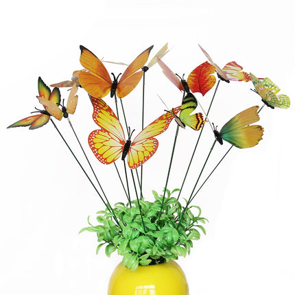 JWDX Decorate, Vase Decoration Clearance, 12Pcs Butterfly Stakes Outdoor Yard Planter Flower Pot Bed Garden Decor Yard Art Red Yellow.