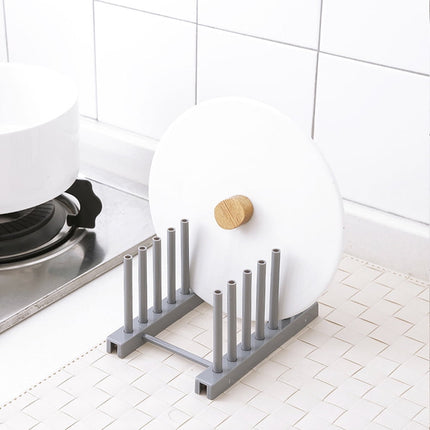 JWDX Dish Rack, Rack Clearance, Kitchen Plastic Pot Lid Shelf Cooking Storage Kitchen Decor Tool Stand Holder Grey.