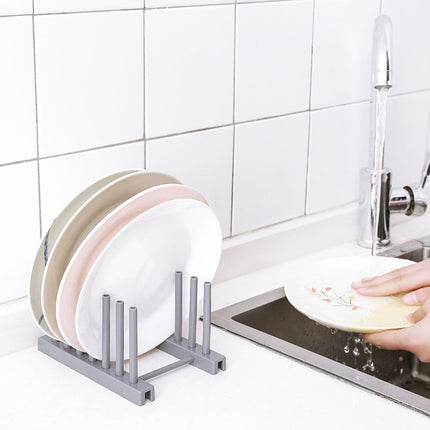 JWDX Dish Rack, Rack Clearance, Kitchen Plastic Pot Lid Shelf Cooking Storage Kitchen Decor Tool Stand Holder Grey.