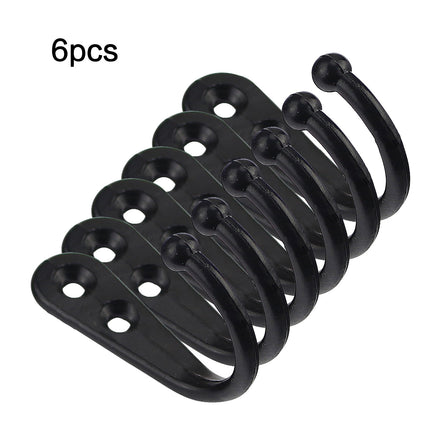JWDX Black Wall Hooks, Hooks Clearance, 6Pcs Black Wall Hooks With Screwsand Anchor for Key, Towel, Hat (U Shape) A.