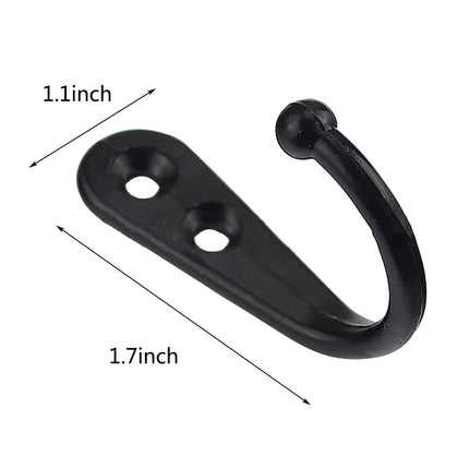 JWDX Black Wall Hooks, Hooks Clearance, 6Pcs Black Wall Hooks With Screwsand Anchor for Key, Towel, Hat (U Shape) A.