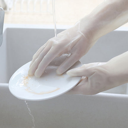 Ttybhh Apron Sleeve Clearance, Apron Sleeve Promotion! Gloves Gloves Washing Hand Rubber Long Cleaning Warm Gloves Kitchen Latex Dish Washing Tool Dishes Gauntlets Kitchen Dining Bar White.