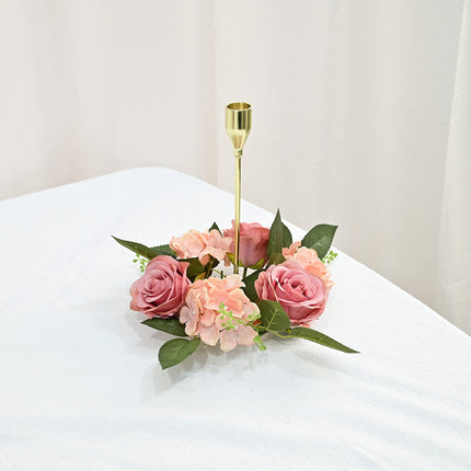 Clearance! JWDX Simulated Pendant, Artificial Flowers Promotion, Simulation Rose Wreath 20Cm Candlestick Wreath Christmas Decoration Window Prop Table Wedding Decoration Flowers E.
