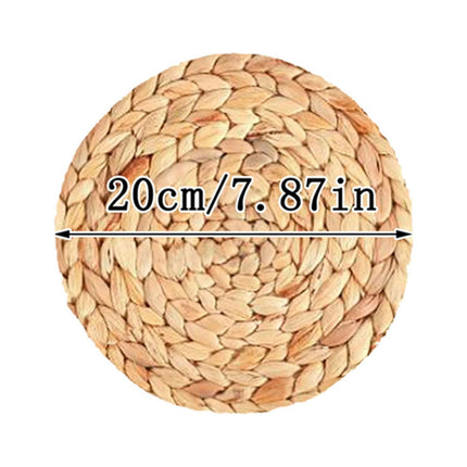 Clearance! JWDX Woven Placemat, Desktop Ornament Promotion, Household Pure Hand Woven Water Hyacinth Grass Mat Cup Bowl Pot Plate Anti Scalding Heat Insulation Table Decoration Mat B.