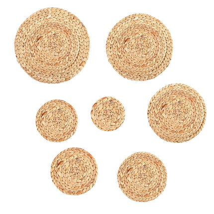 Clearance! JWDX Woven Placemat, Desktop Ornament Promotion, Household Pure Hand Woven Water Hyacinth Grass Mat Cup Bowl Pot Plate Anti Scalding Heat Insulation Table Decoration Mat B.