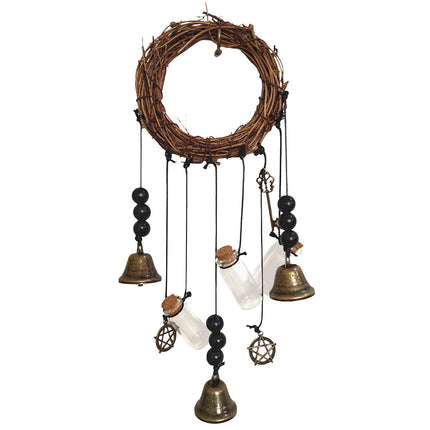 Clearance! JWDX Wind Chimes, Wind Chimes Promotion, Witch Protection Bell Witch Bell Protection Door Handle Pendant Rattan Wind Chime Witch Pray Crystal Wind Chime Family Room Decoration A.
