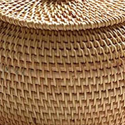Round Rattan Box with Lid, Hand Woven Storage Box, Multifunctional Desktop Tray Storage Basket Decoration for Home.