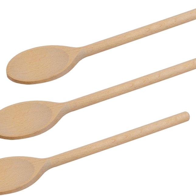 3Pcs 10 Inch Long Wooden Spoons for Cooking - Oval Wood Mixing Spoons for Baking, Cooking, Stirring - Sauce Spoons Brown.
