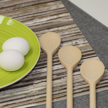 3Pcs 10 Inch Long Wooden Spoons for Cooking - Oval Wood Mixing Spoons for Baking, Cooking, Stirring - Sauce Spoons Brown.