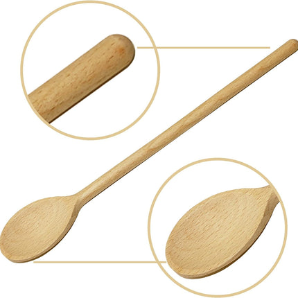 3Pcs 10 Inch Long Wooden Spoons for Cooking - Oval Wood Mixing Spoons for Baking, Cooking, Stirring - Sauce Spoons Brown.