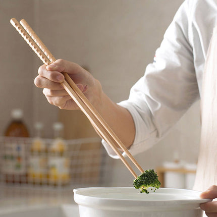 JWDX Tableware Clearance! 1 Pair of Extra Long Wooden Noodles Kitchen Cooking Frying Chopsticks for Home Kitchen, Stainless Steel Bowl Promotion Include 1 Pair of Chopsticks AS shown.