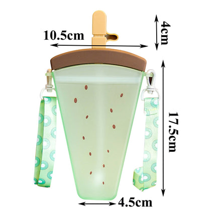 JWDX Glass and Bottle Clearance! Cute Watermelon Straw Water Bottle Ice Cream Popsicle Cup with Shoulder Strap, Kitchen Cups Promotion Include 1Pc Ice Cream Cup Green.