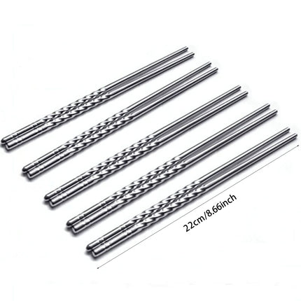 JWDX Tableware Clearance! Chopsticks 5 Pair Metal Reusable Korean Chinese Stainless Steel Sticks, Stainless Steel Bowl Promotion Include 5X Chopsticks (Pair) Grey.