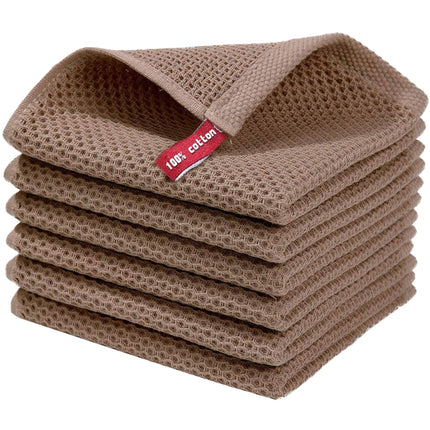 JWDX Wipes Clearance! Cotton Brown Kitchen Dish Cloths Weave Ultra Soft Absorbent Dish Towels Quick Drying Dish Rags 12X12Inches 5Pc, Household Cleaning Cloth Promotion Include 5X Rag Towel Coffee.