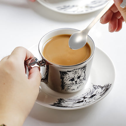 JWDX Tableware Clearance! Cat Spoon Short Handle Spoons Flatware Coffee Drinking Tools Kitchen Gadge, Stainless Steel Bowl Promotion Include 1X Spoon A.