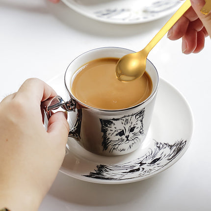 JWDX Tableware Clearance! Cat Spoon Short Handle Spoons Flatware Coffee Drinking Tools Kitchen Gadge, Stainless Steel Bowl Promotion Include 1X Spoon B.