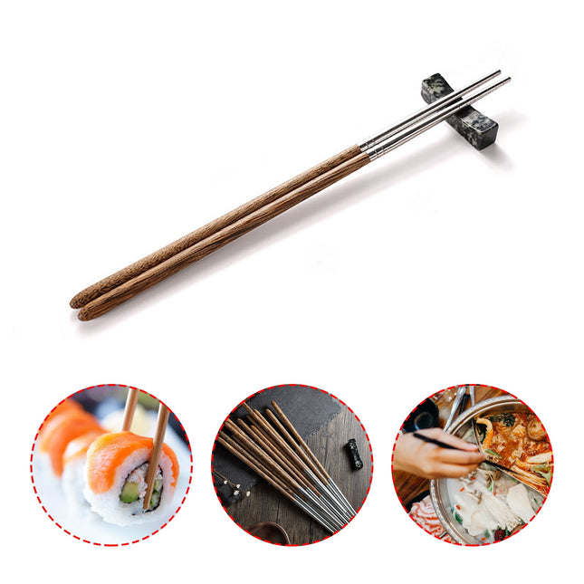 JWDX Tableware Clearance! Household High-Grade Non-Lacquered Non-Slip Light Chopsticks Wooden Luxury Kitchen，Dining Bar, Stainless Steel Bowl Promotion Include 1 Pair of Wooden Chopsticks AS shown.