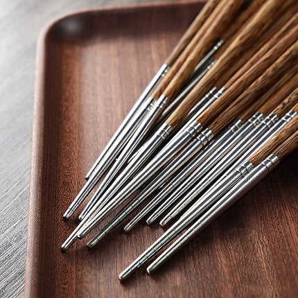 JWDX Tableware Clearance! Household High-Grade Non-Lacquered Non-Slip Light Chopsticks Wooden Luxury Kitchen，Dining Bar, Stainless Steel Bowl Promotion Include 1 Pair of Wooden Chopsticks AS shown.