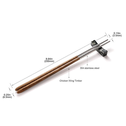 JWDX Tableware Clearance! Household High-Grade Non-Lacquered Non-Slip Light Chopsticks Wooden Luxury Kitchen，Dining Bar, Stainless Steel Bowl Promotion Include 1 Pair of Wooden Chopsticks AS shown.