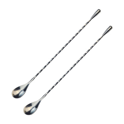 JWDX Tableware Clearance! Stainless Steel Bar Spoon Long Handle Threaded Water Drop Spoon Cocktail Spoon Coffee Stirring Spoon Mixing Rod, Include 2 Stainless Steel Spoons Silver.