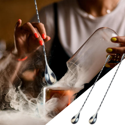 JWDX Tableware Clearance! Stainless Steel Bar Spoon Long Handle Threaded Water Drop Spoon Cocktail Spoon Coffee Stirring Spoon Mixing Rod, Include 2 Stainless Steel Spoons Silver.