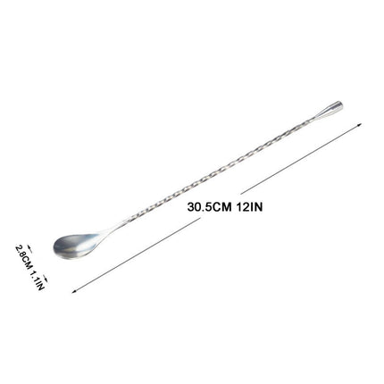 JWDX Tableware Clearance! Stainless Steel Bar Spoon Long Handle Threaded Water Drop Spoon Cocktail Spoon Coffee Stirring Spoon Mixing Rod, Include 2 Stainless Steel Spoons Silver.