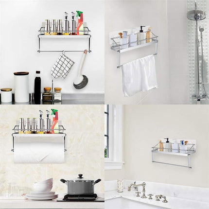 JWDX Rack Clearance! with Shelf Basket Holder Wall Towel for Kitchenbathroom Storage Paper Adhesive Bathroom Products, Brush Shelf Promotion Include Shelf, 2 Films Silver.
