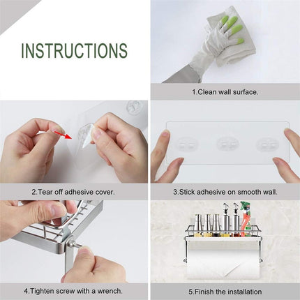 JWDX Rack Clearance! with Shelf Basket Holder Wall Towel for Kitchenbathroom Storage Paper Adhesive Bathroom Products, Brush Shelf Promotion Include Shelf, 2 Films Silver.