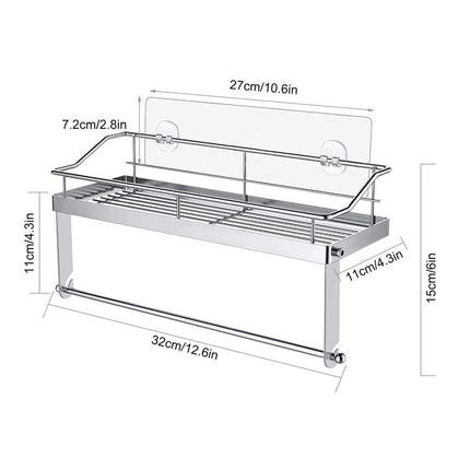 JWDX Rack Clearance! with Shelf Basket Holder Wall Towel for Kitchenbathroom Storage Paper Adhesive Bathroom Products, Brush Shelf Promotion Include Shelf, 2 Films Silver.