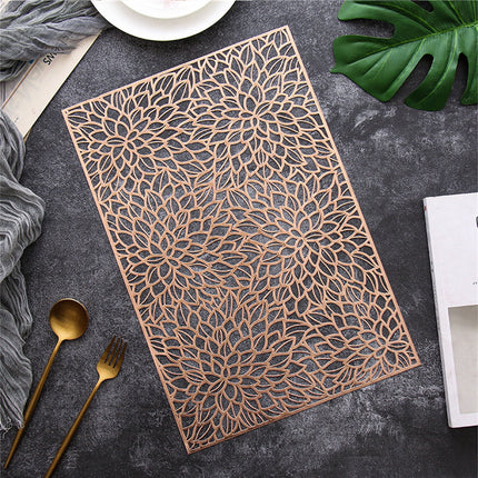 JWDX Placemat Clearance! Rectangular Flower Pvc Placemat Home Daily Table Decoration Pvc Hot Gold Placemat, Kitchen Mat Promotion Include 6*Placemat Rose Gold.