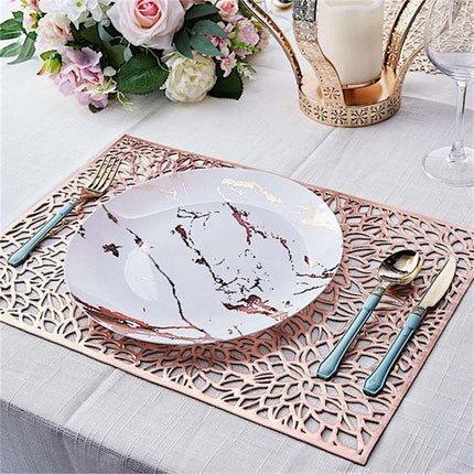 JWDX Placemat Clearance! Rectangular Flower Pvc Placemat Home Daily Table Decoration Pvc Hot Gold Placemat, Kitchen Mat Promotion Include 6*Placemat Rose Gold.
