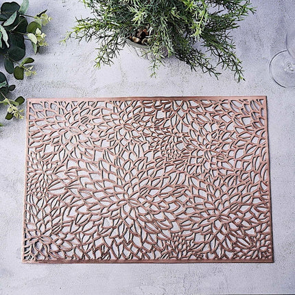 JWDX Placemat Clearance! Rectangular Flower Pvc Placemat Home Daily Table Decoration Pvc Hot Gold Placemat, Kitchen Mat Promotion Include 6*Placemat Rose Gold.