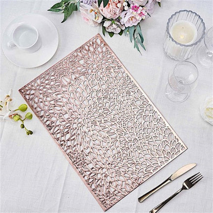 JWDX Placemat Clearance! Rectangular Flower Pvc Placemat Home Daily Table Decoration Pvc Hot Gold Placemat, Kitchen Mat Promotion Include 6*Placemat Rose Gold.