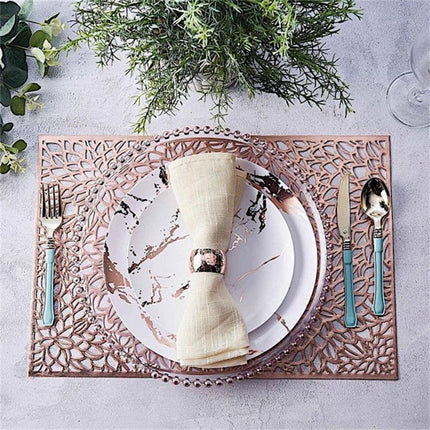 JWDX Placemat Clearance! Rectangular Flower Pvc Placemat Home Daily Table Decoration Pvc Hot Gold Placemat, Kitchen Mat Promotion Include 6*Placemat Rose Gold.