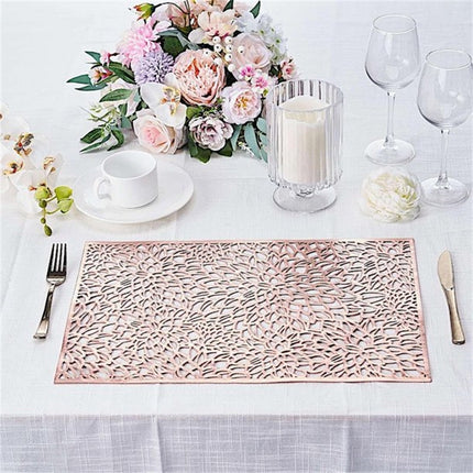 JWDX Placemat Clearance! Rectangular Flower Pvc Placemat Home Daily Table Decoration Pvc Hot Gold Placemat, Kitchen Mat Promotion Include 6*Placemat Rose Gold.
