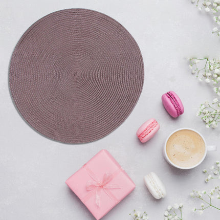 JWDX Placemats, 4 Pieces of Hand-Woven Placemats Insulation Mats Dining Table Anti-Slip Mats Clearance! Woven Spiral Table Placemats 15 Inches Round Set of 4 Non Slip Dining & Kitchen Table Mats Brown.